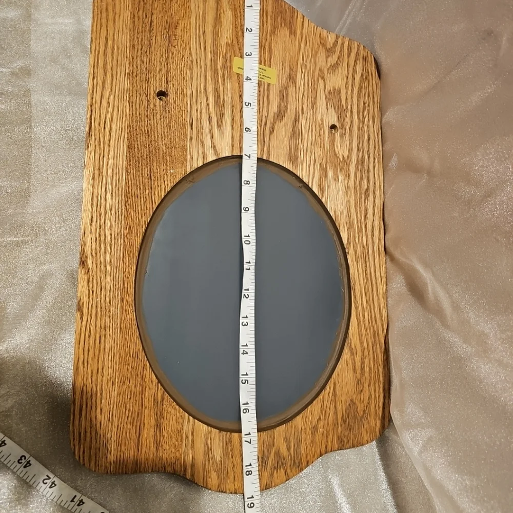 Vintage Hand Madw Elegant Oak Wall Mirror with Shelf